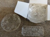 Mikasa crystal glass bowl. Crystal glass serving plate and bowl