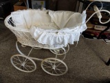 Vintage white baby / doll stroller