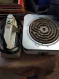 Iron and vintage hot plate