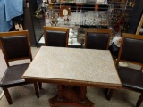 Wooden table with marble like top and 4 chairs