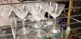 Five Stemmed Crystal Wine Glasses