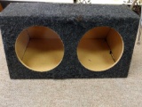Wooden speaker box gray carpet fabric