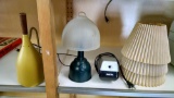 Desk lamp, electric pencil sharpener, plastic lamp, and lamp shades
