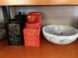 Ceramic kitchen jars and serving bowl