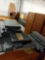 Pieces of aluminum slat wall.