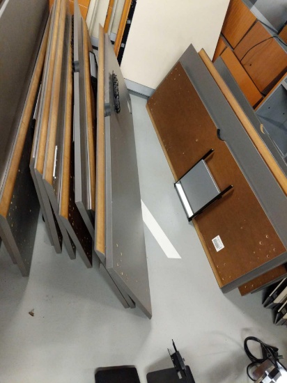 Assorted wood gray desk tops