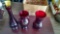 Three ruby red vases