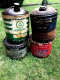 Vintage advertising oil and grease cans