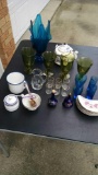 Assorted lot of last word including bone dishes, Bell, teapot, and Brandy glasses