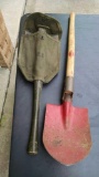 One folding Army shovel and 1 folding shovel