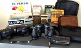 Cameras, cases, flash bulbs, timers, binoculars