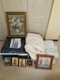 Assorted wall pictures and comforters LF. R. BR.