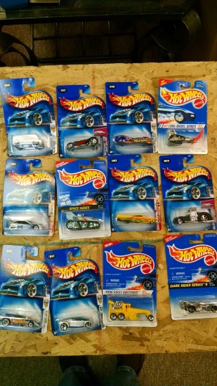 12 Hot Wheels cars new on cards