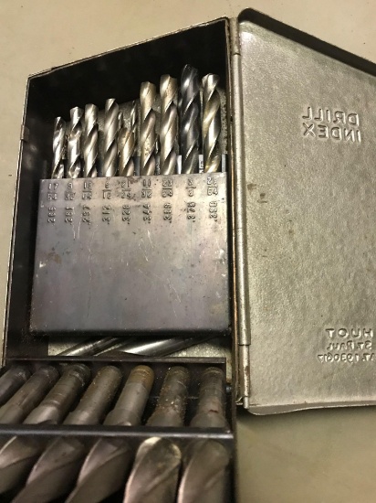 Vintage drill bits in metal case