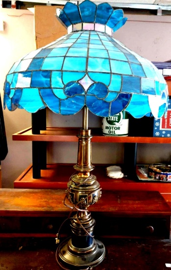 38 in tall leaded glass lamp