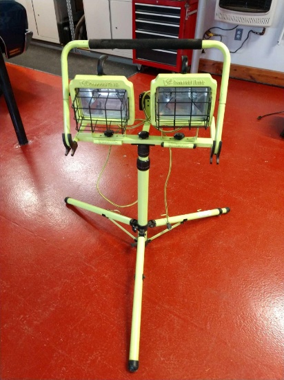 Commercial electric dual fully adjustable telescoping work light