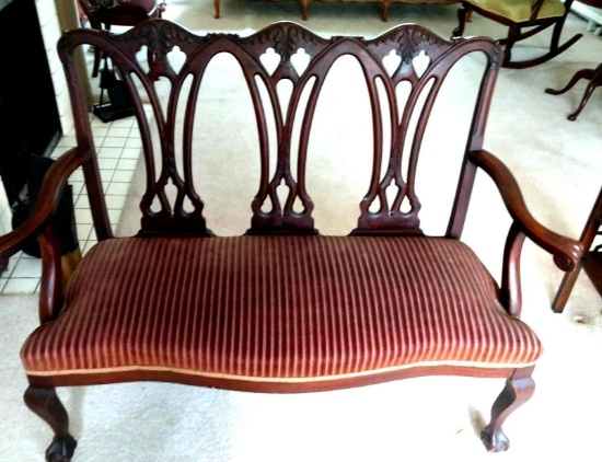 Vintage Chippendale Bench / loveseat