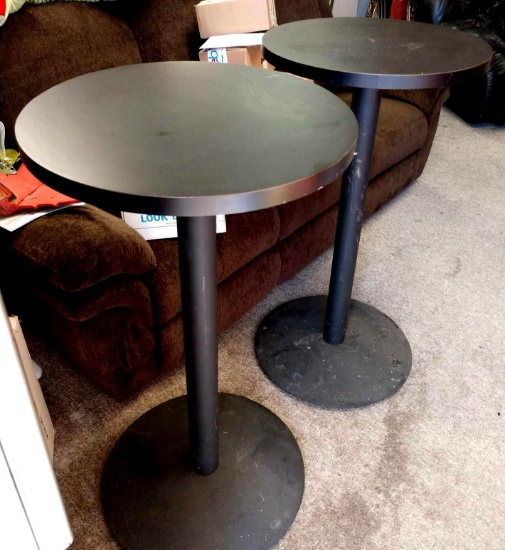 2 metal base pedestal tables