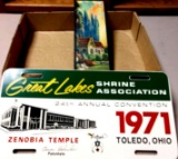 Great lakes shrine association plate and Ray motor advertising