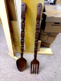40 inch long wood spoon and fork