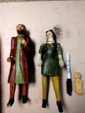 3 folk art hand carved wood figures Early 1900's German