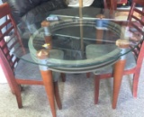 Set of 3 kitchen chairs and glass top table