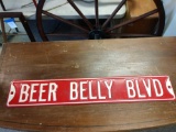 36in beer belly boulevard metal sign