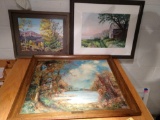 3 framed paintings two signed by local artist
