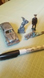 Vintage metal car and toy soldiers