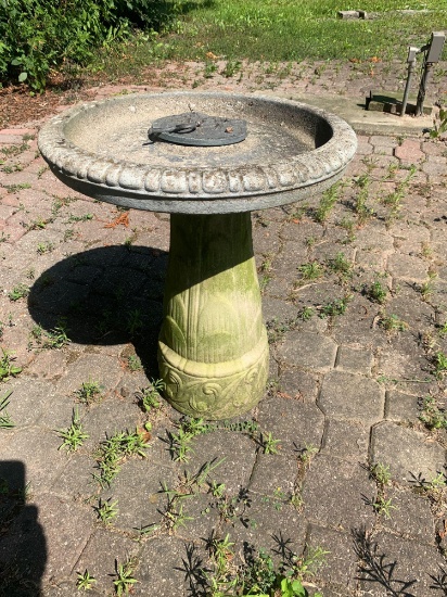 Back yard, bird bath with Sundale