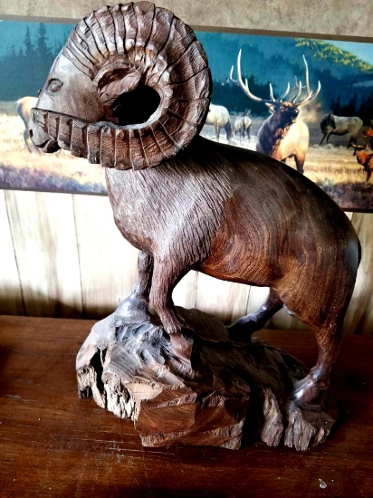 BR1 Wooden Ram Figurine