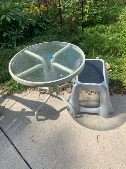 Patio table and stepstool