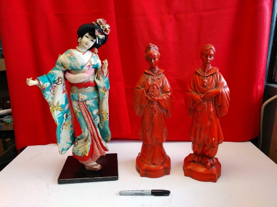 3 16 inch tall Oriental figurines