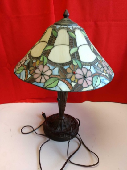 21 inch tall leaded glass lamp