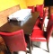 Country sized 9 ft table & 6 upholstered chairs