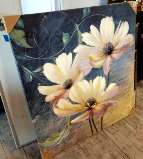 Large 40 by 40 painting of flowers