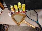 Tennis balls and rackets