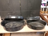 2 enamelware roaster pans