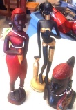 Three African figurine knick knacks