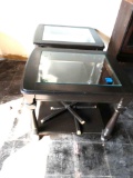 Two 26 inch glass top lamp tables