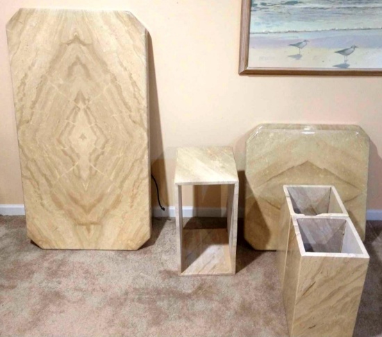 Marble coffee table and two marble end tables
