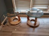 Two 20 inch glass top end tables