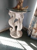 Glass top seahorse lamp table