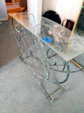 37 inch glass top metal table