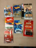 Hot wheels and matchbox cars on cards