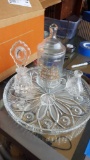 Crystal glass tray perfume bottles