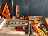 Tool lot including small levels and tape measures