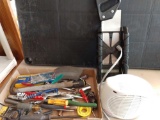 Assorted tool lot including small fan and miter saw