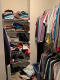 Contents of closet ladies clothes shoes and miscellaneous
