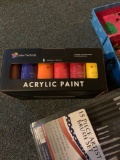Acrylic paint and brushes